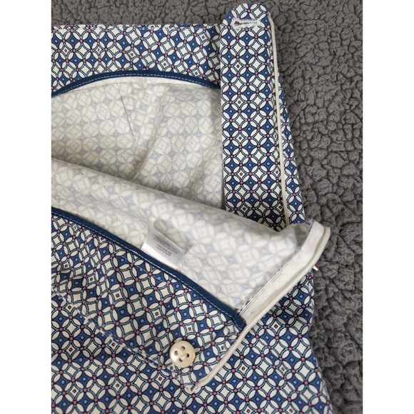 Talbots Pants Heritage Womens 12 Blue & Pink Cropped Ankle Diamond Geometric - Picture 6 of 9